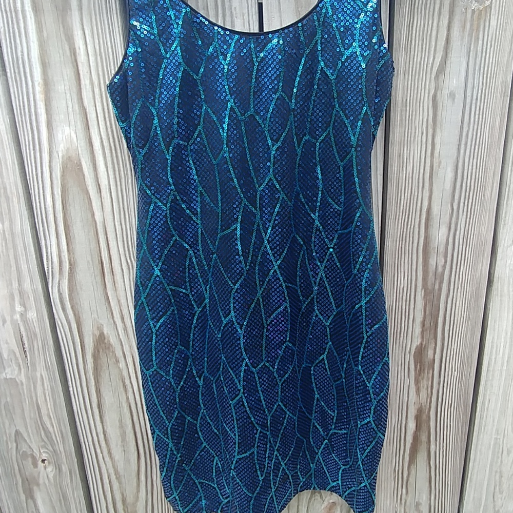 Blue and Turquoise Sparkly Bodycon Dress
